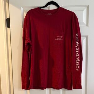 Vineyard Vines Men's Deep Red Long Sleeve Tee
